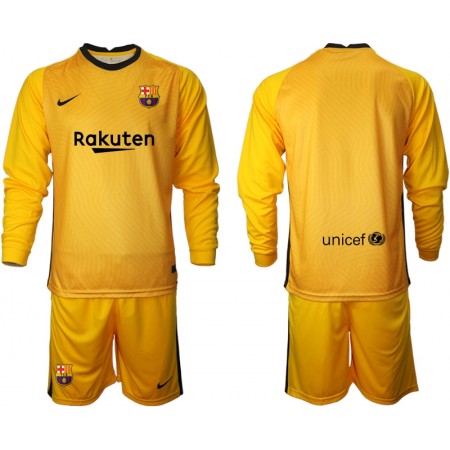Billiga Fotbollströjor FC Barcelona Målvakt Barn tröja 2020/21 M002 Långärmad